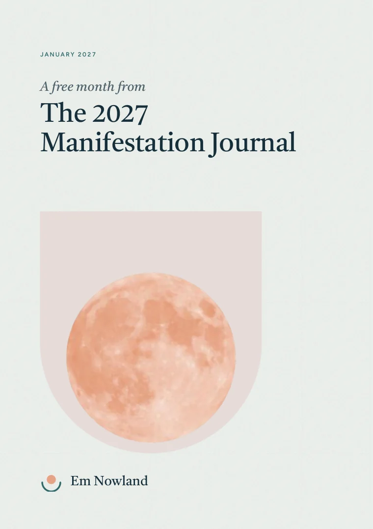 The cover of the free January 2027 sample: a textured peach moon held in a soft shell-coloured bowl